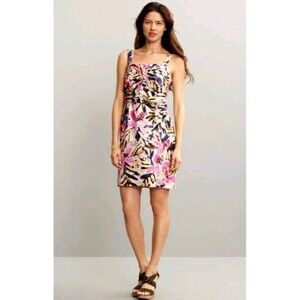 Banana Republic 100%Silk Floral Knotted Print Dress sz 4 Petite Y2k Babydoll 144